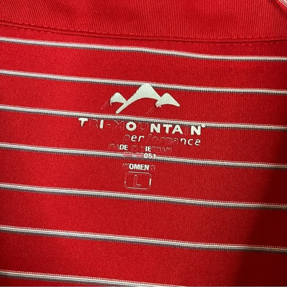Tri-Mountain Performance Coca Cola Red Stripe Polo Shirt Short Sleeve Womens L